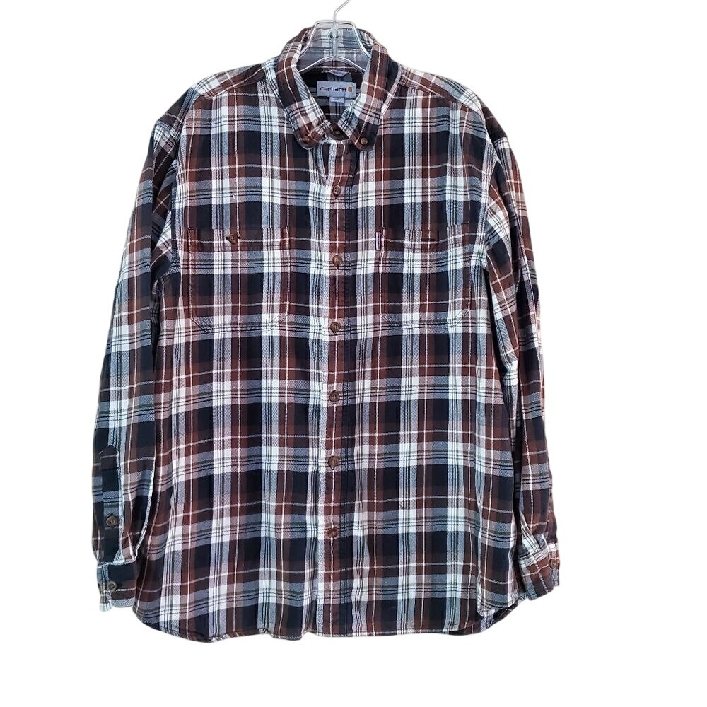 CARHARTT Men's Button Down Shirt Relaxed Fit Size XL Plaid Frannel Shacket